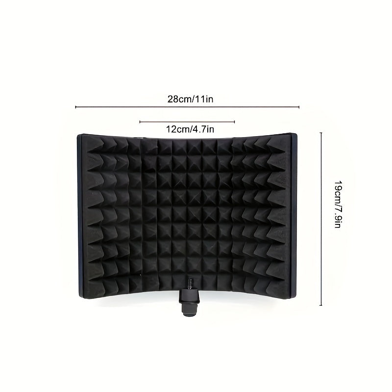 High-density foam sound absorption screen reduces noise for clear vocal recording with condenser microphones.