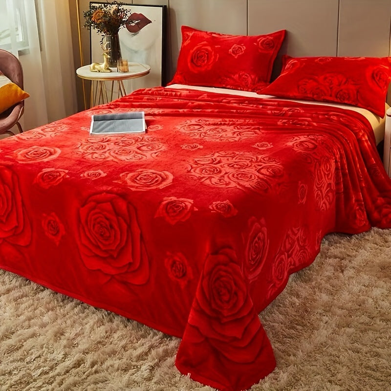 Indulgent Red Flannel Throw Blanket - Plush, Inviting & Snug for Sofa, Bed, Workspace, and On-the-Go - Ideal Winter Present