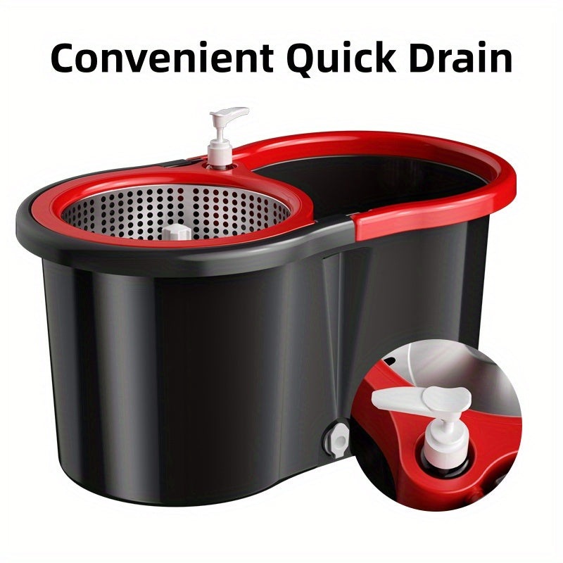 Get the ultimate cleaning solution with our 360° Rotating Mop and Bucket Set, complete with 2 Cloths. Made from durable plastic for efficient cleaning in the kitchen, bathroom, and living room. Perfect for use in your home, dorm, and during the holiday