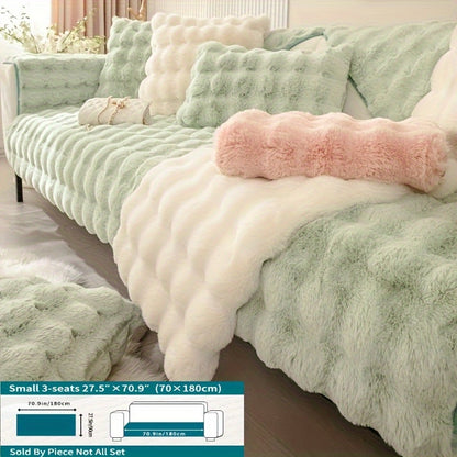 Winter plush sofa cover, anti-slip, dustproof slipcover for couch in living room, office, bedroom, home decor.