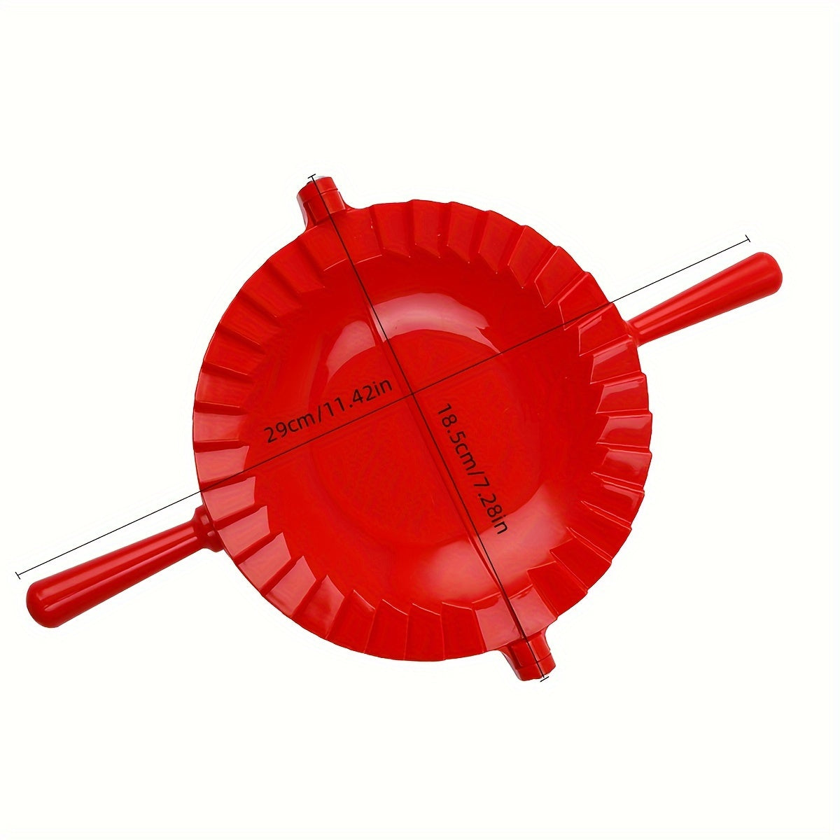 One piece of a plastic dumpling maker, also known as a dumpling mold or manual dumpling wrapper. This versatile kitchen gadget can also be used as an empanada maker and comes with kitchen accessories.