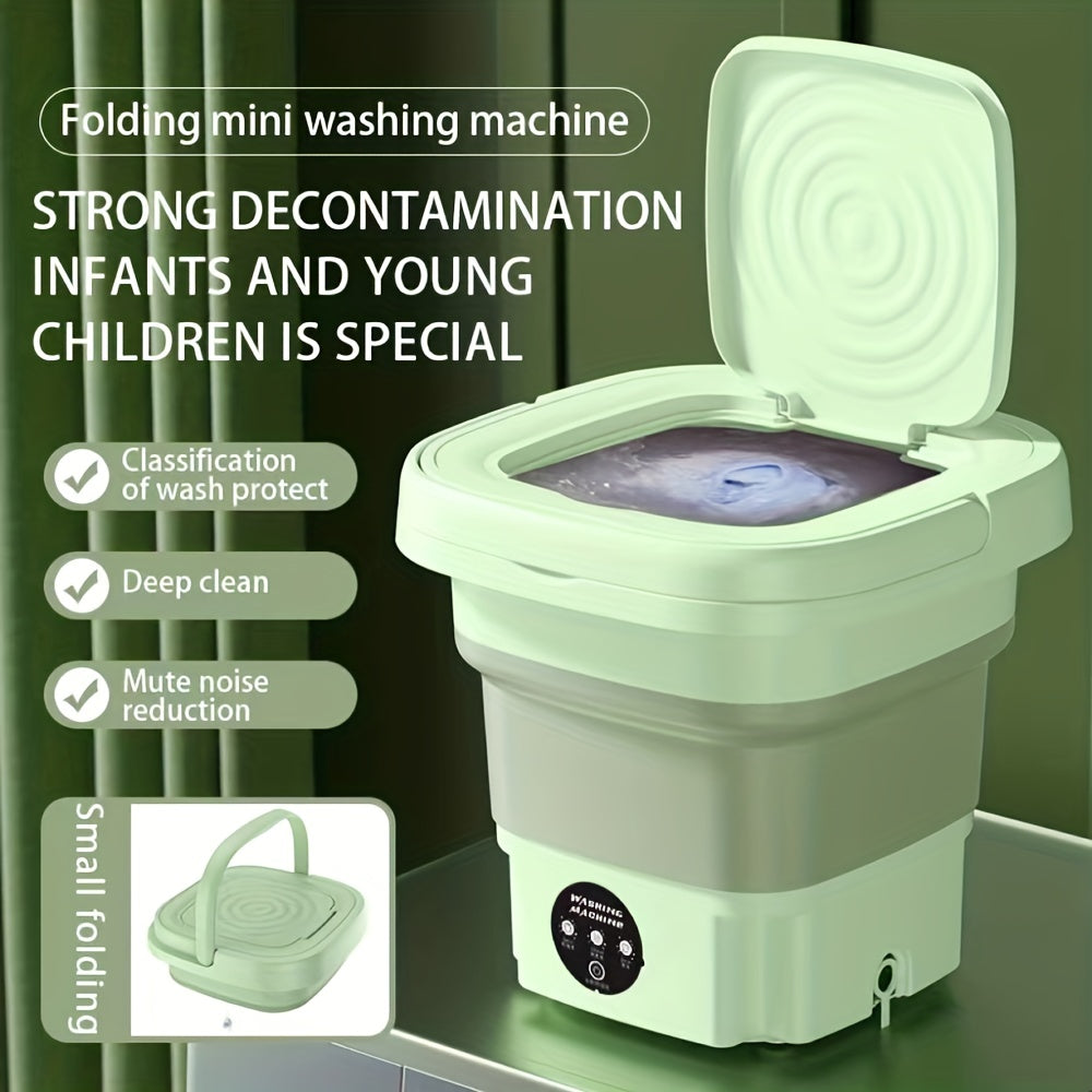 Portable 8L mini washing machine for small clothes and teddy bears, foldable for easy storage and convenient for travel.