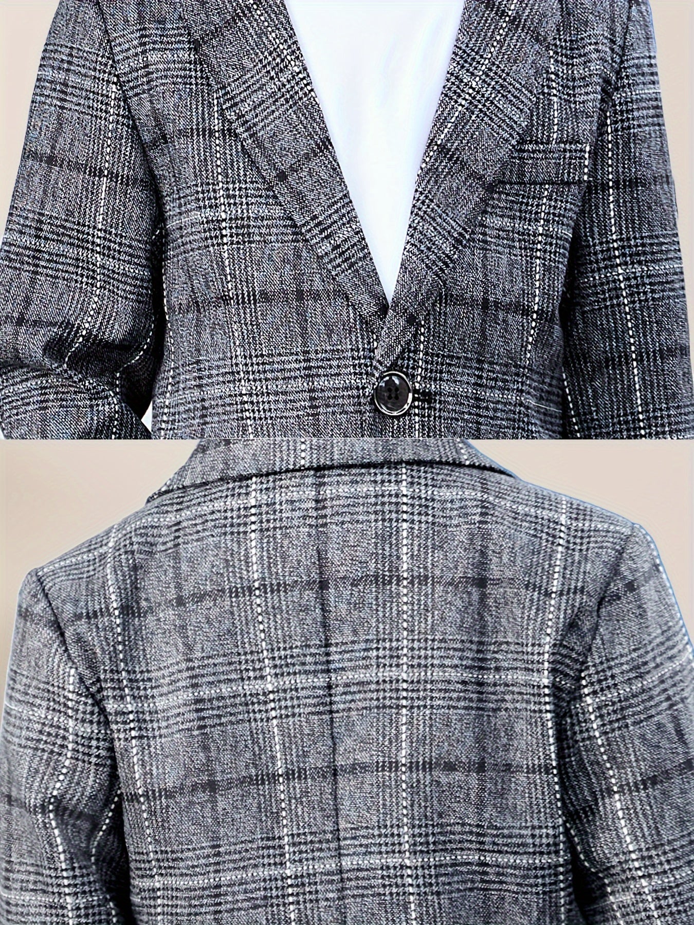 Boys Plaid Suit Set for Spring/Fall occasions, Korean Style, Polyester Blend, Over 3 Years Old.