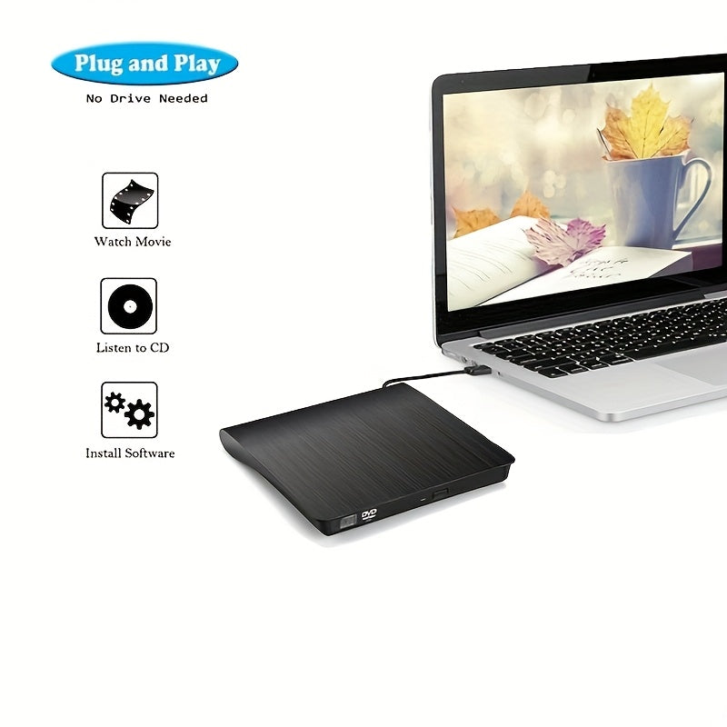 BIKILI USB 3.0 Portable DVD/CD player for Laptop, Desktop, Windows, Linux, Mac, iOS. Battery not included.