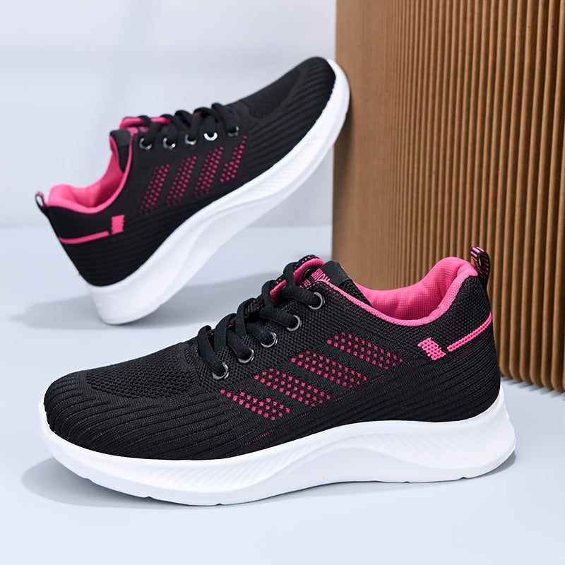 1 Pair Women's Breathable Casual Running Sneakers with PVC Sole for All Seasons