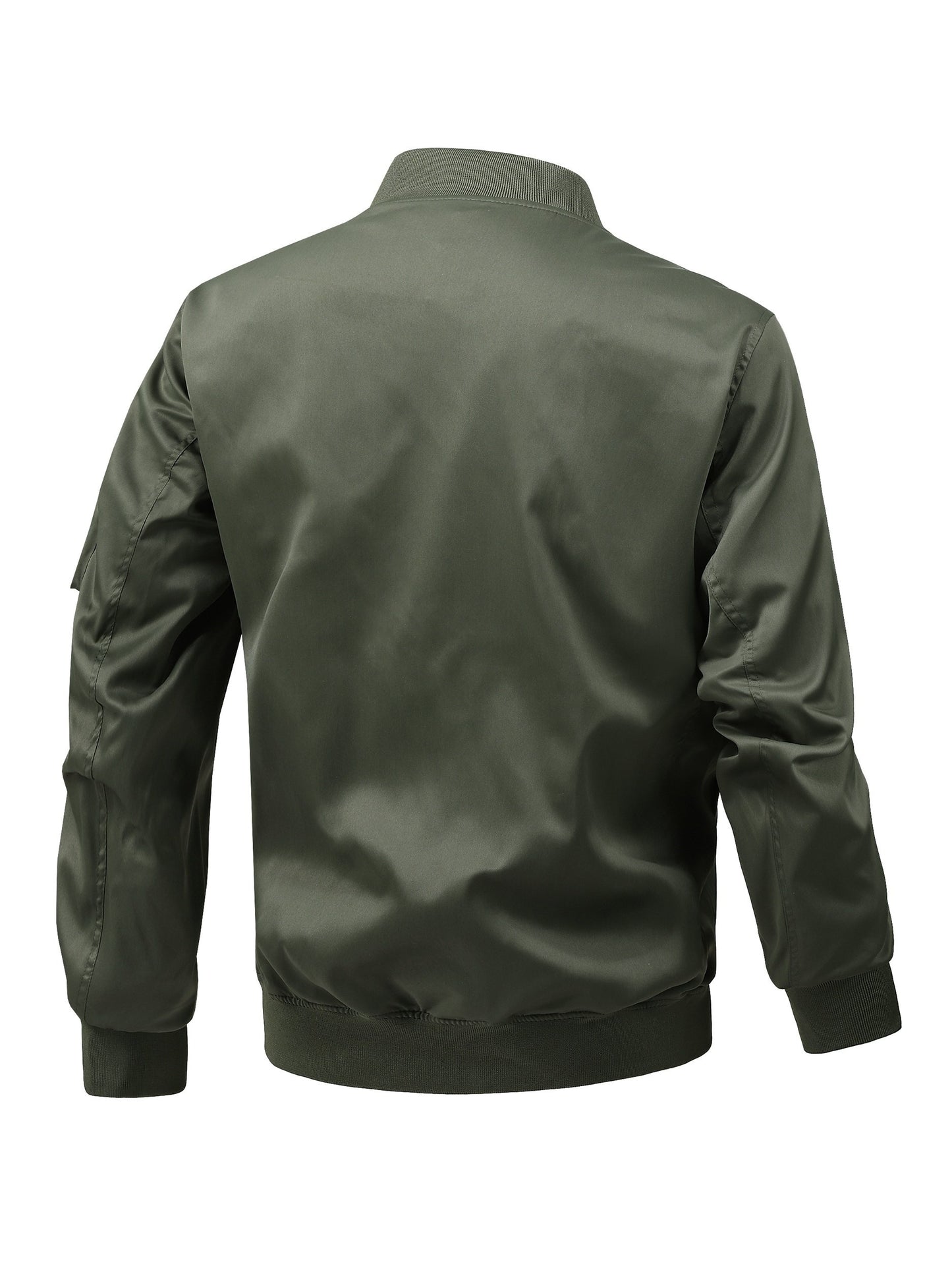 Men's Plus Size Windbreaker Jacket with Zip Closure and Baseball Collar