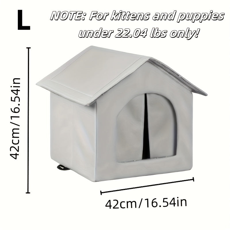 Waterproof cat house with sponge insulation, easy assembly, suitable for indoor and outdoor use for stray cats, small animals, and rabbits.