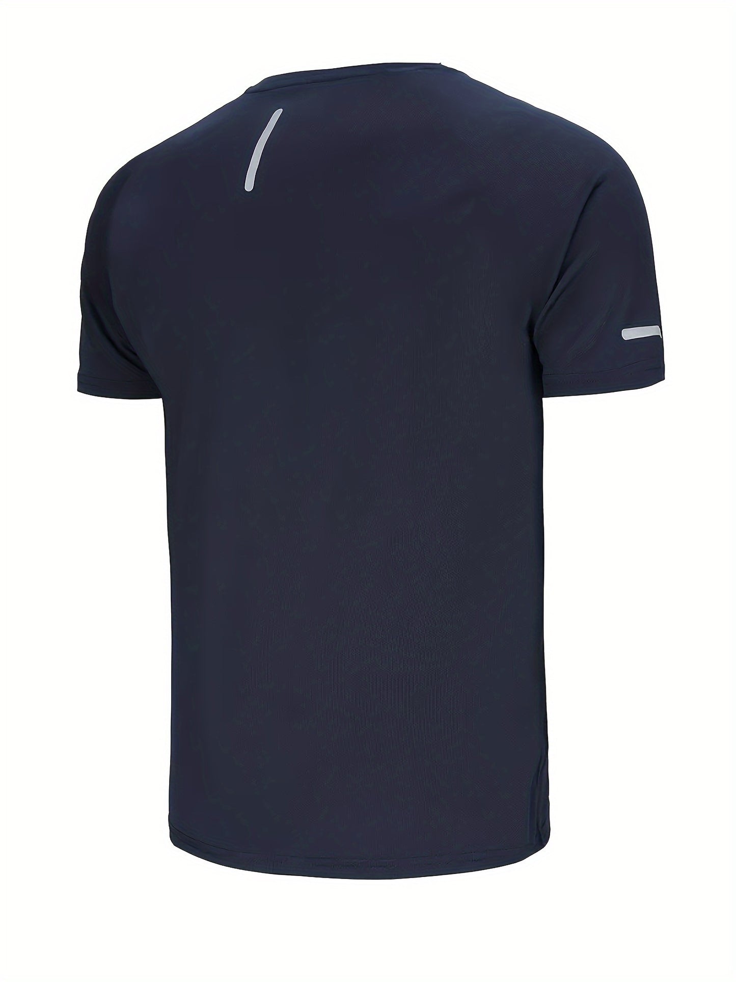 4 Men's Solid Sports T-shirts with Reflective Strips, Breathable and Quick Dry, Perfect for Gym and Running