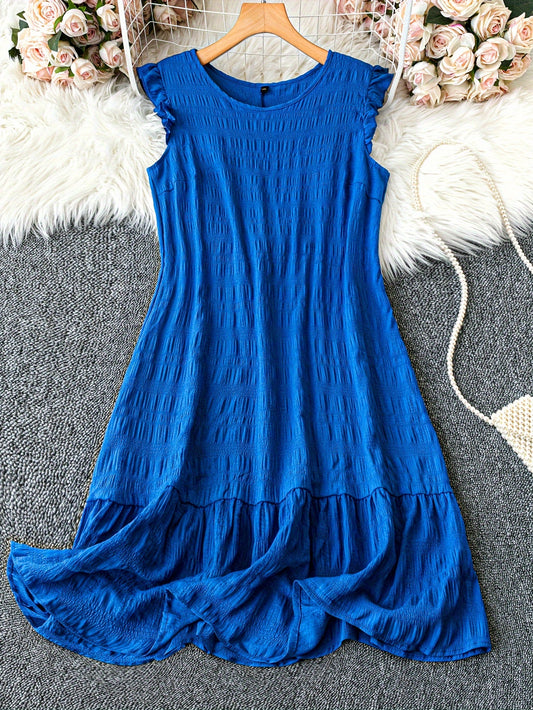 Plus Size Ruffle Hem Tank Dress, Sleeveless Casual Dress for Spring & Summer