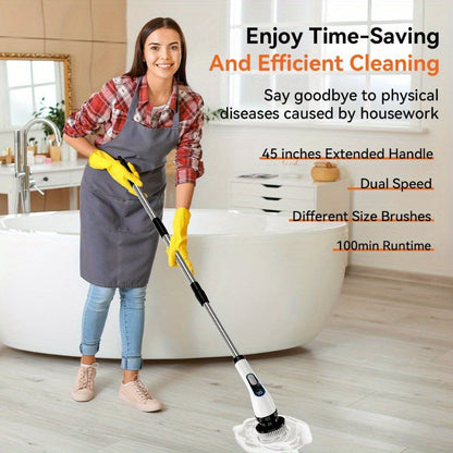 The Inskam Cordless Electric Spin Scrubber is a convenient cleaning tool that is USB rechargeable and features a long handle for easy use in bathrooms and showers. It comes with 9 brush heads and is ideal for cleaning bathtubs, tiles, floors, and cars.