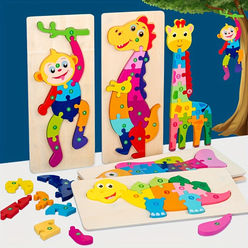 Wooden 3D Puzzles: Educational Building Blocks for Babies - Ideal for Toddlers Aged 1-3, Suitable for Both Boys and Girls