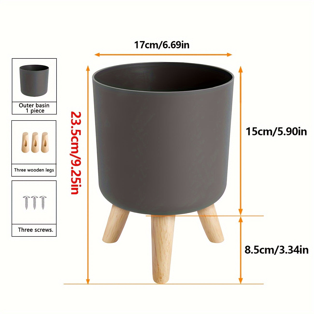 Wooden leg planter for indoor/outdoor use in home or office, suitable for various plants.