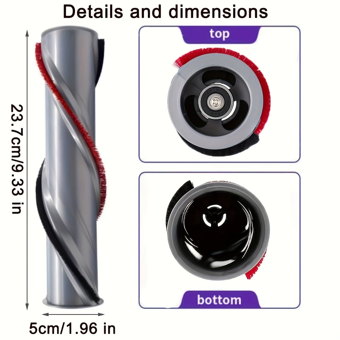 Upgrade your Dyson V11 Cordless Vacuum with this top-rated Durable Roller Brush Replacement. Featuring easy installation, red bristles, and a black base, this floor-cleaning attachment is designed to efficiently clean your floors. Compatible with part