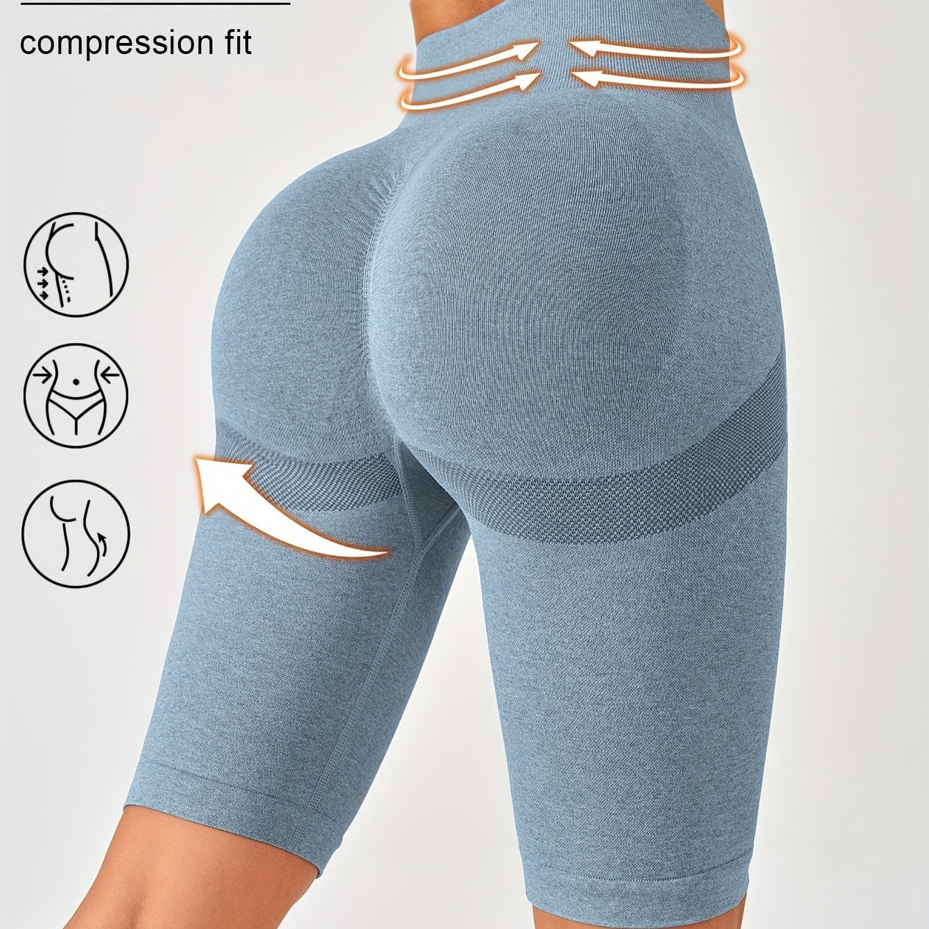 Solid color knitted yoga fitness pants for women with high waist, hip lift, and tight belly.