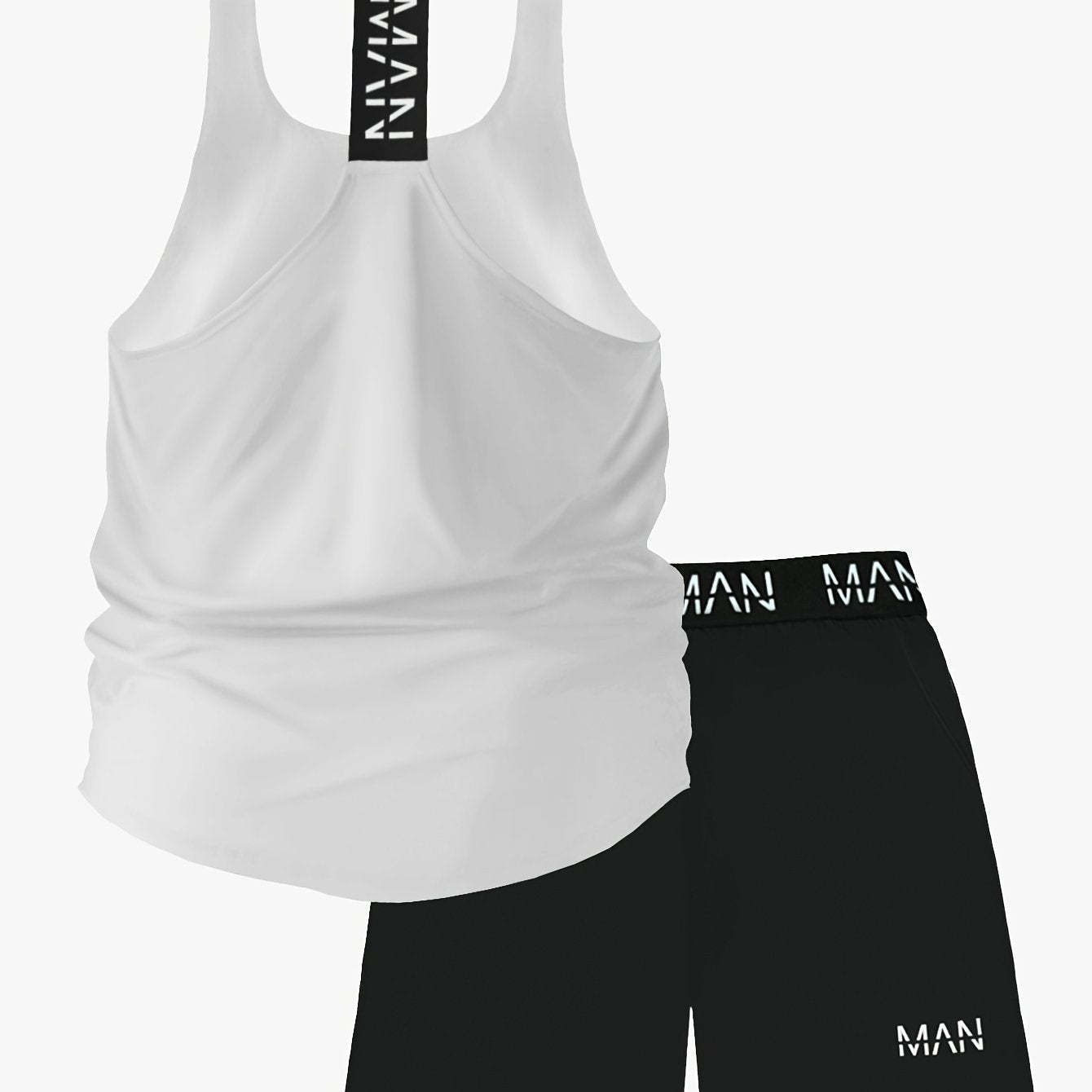 Men's 2-piece athletic set: tank top and training shorts, breathable and stretchy sportswear