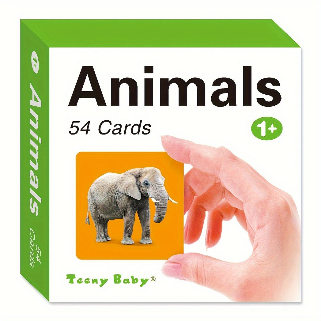 Teeny Baby® Animals Flashcards: 54 Cards featuring Animal Images and English Words for Early Learning.