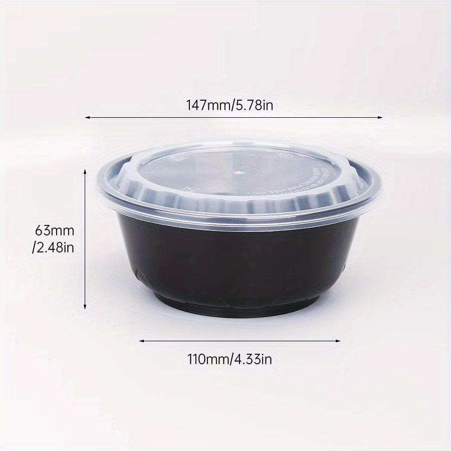 Get 30 pieces of 20oz Black Plastic Food Storage Containers complete with Lids. These BPA-free containers are leakproof, stackable, and microwave safe - perfect for meal prep, catering, and on-the-go meals. Use them to store fruits, salads, and more.