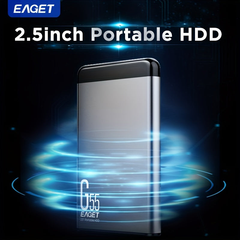 EAGET portable high-speed external hard drive with large capacity, suitable for games, files, videos, and music.