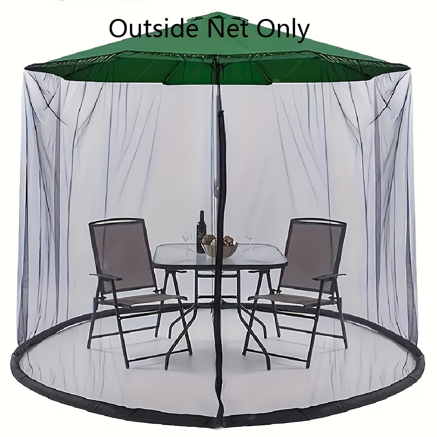 Upgrade your patio umbrella with a mosquito net featuring a zipper door, suitable for most outdoor market or hanging umbrellas.