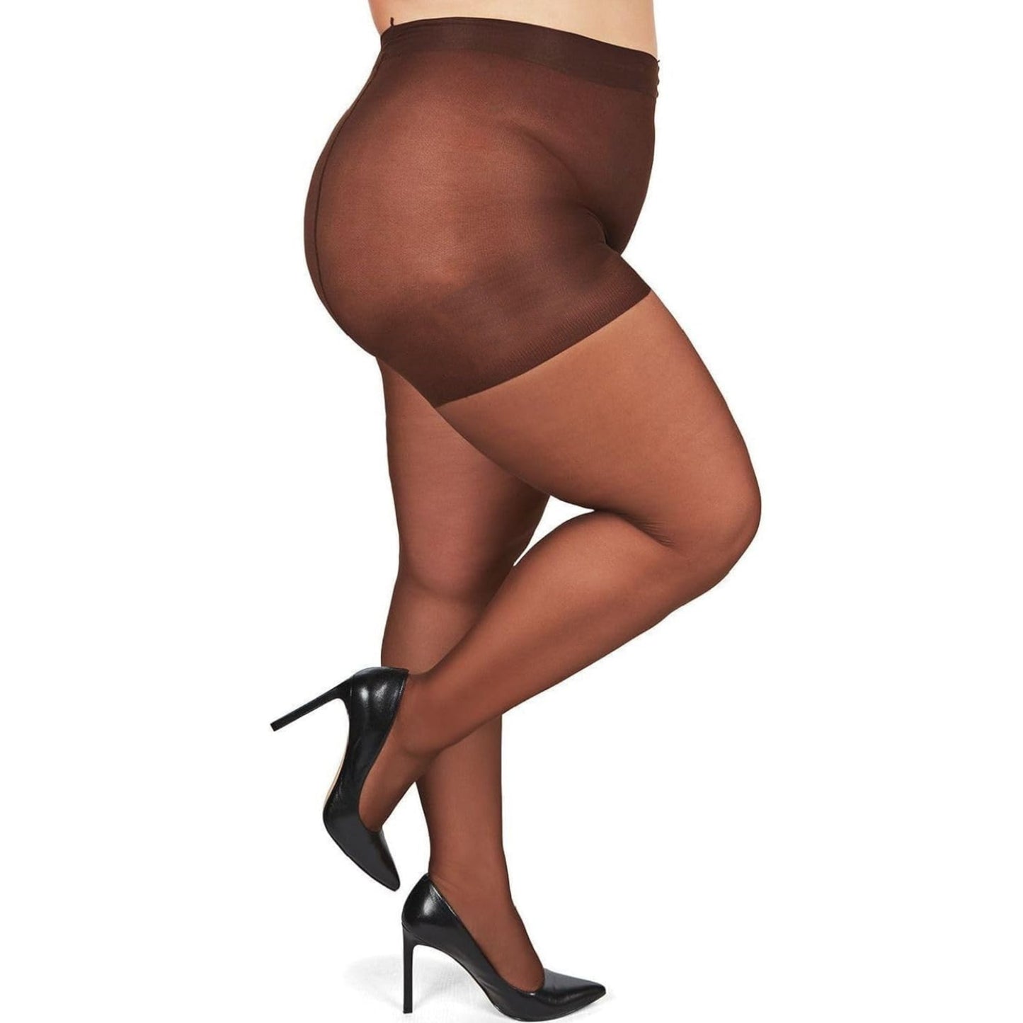 Plus Size Control Top Tights for Women, High Waist Sheer Pantyhose