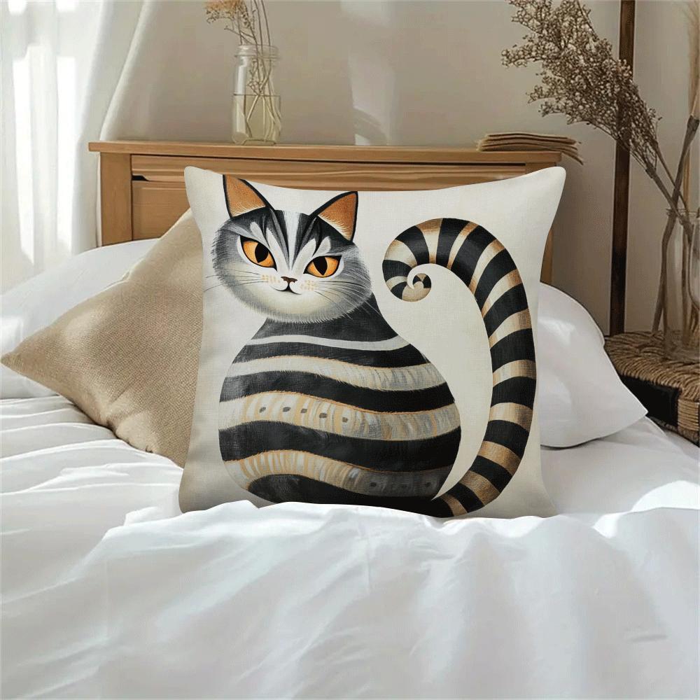 Add a touch of charm to your living room or bedroom sofa with this adorable Cat-Themed Decorative Cushion Cover, measuring 45.01cm. Made from machine washable polyester, this cover is perfect for cat lovers looking to add a cute and funny touch to their