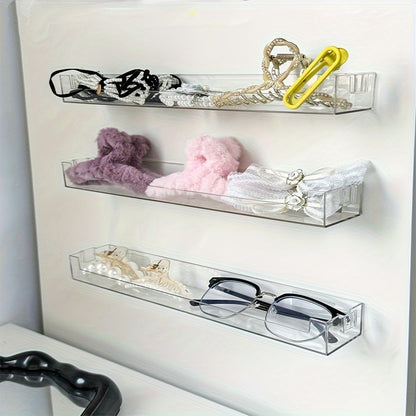 1/3 Transparent suspended rack for hair accessories and glasses storage, ideal for entryway and door storage.