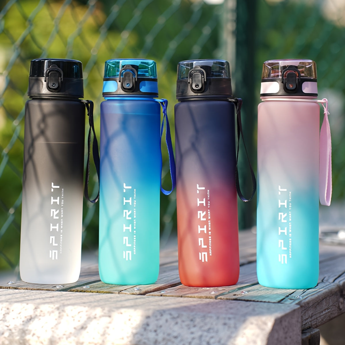 Leak-proof 34oz sports water bottle for gym, fitness, and outdoor use. Durable and portable with food-grade material (hand wash only).