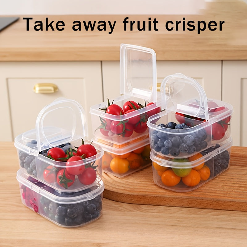 Large Capacity Food-Grade PP Storage Box with Handle - Transparent Container for Fruits & Vegetables, Ideal for Refrigerator Use| Sleek and Clear Visibility Storage Solution for Fresh-Keeping Food