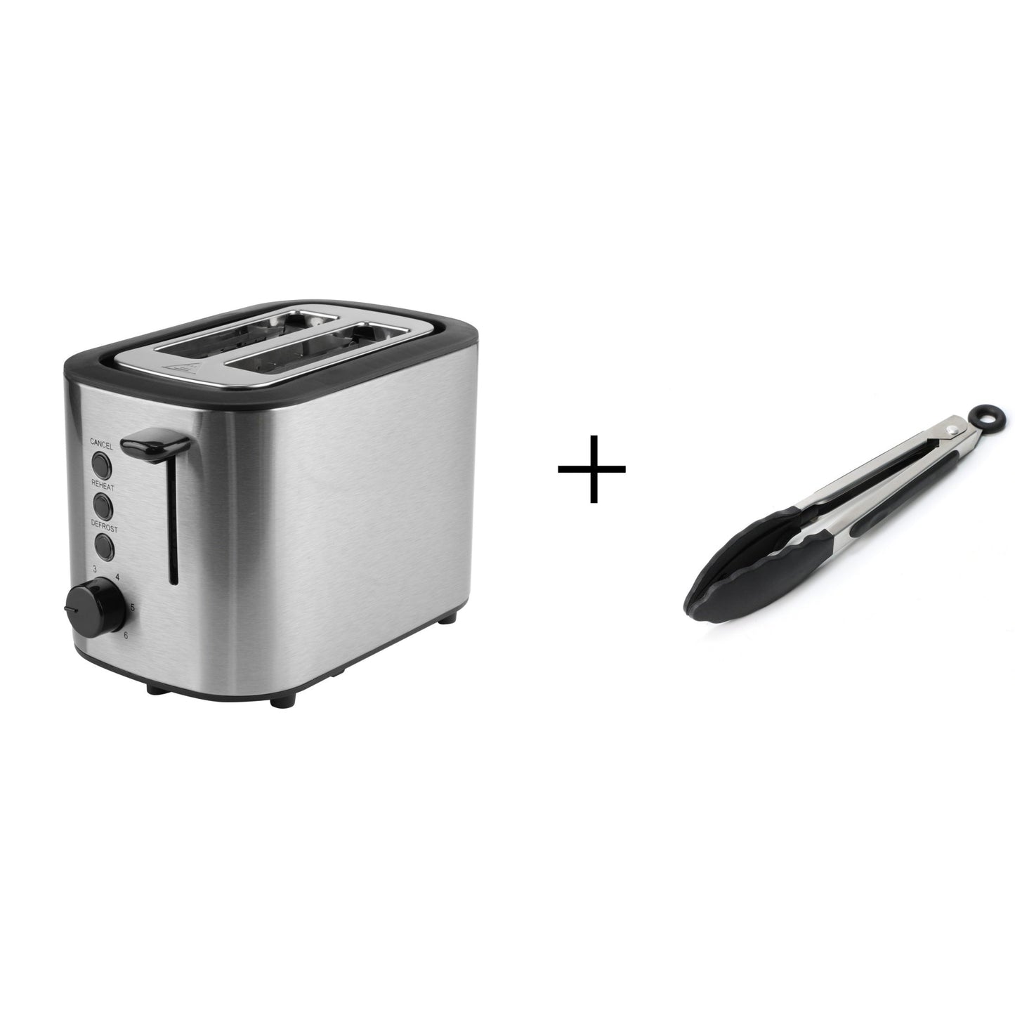 Stainless Steel Toaster with 2 Slices and Anti-Fingerprint Finish, 6 Shade Settings, Cancel/Defrost/Reheat Functions, Removable Crumb Tray, Anti-Jam Feature, Self-Centering Slots, High-Lift Lever, Cord Storage, Food Clip, Silicone Dust Cover.