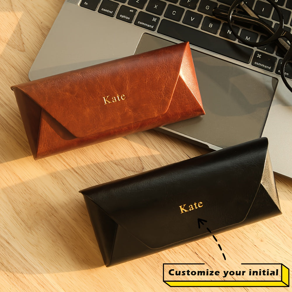 Personalized Initials Glasses Case - Customized with 8 Letters, High-Quality Faux Leather Eyeglass Holder, Stylish Travel Accessory for Men and Women, Perfect for Birthdays and Holidays, Chic and Practical Outdoor Companion