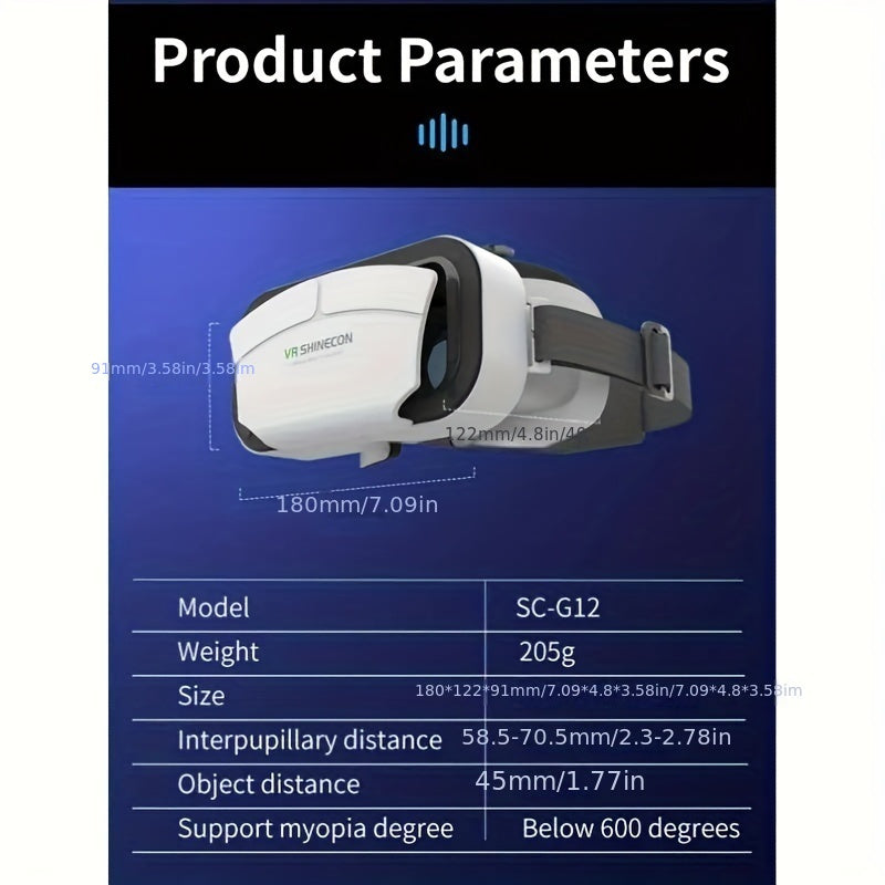 G12 VR 3D Glasses Device is compatible with 11.94-15.75 cm iPhones and Androids, perfect for gaming and movies. Requires no battery, ideal for smartphone viewing and gaming.