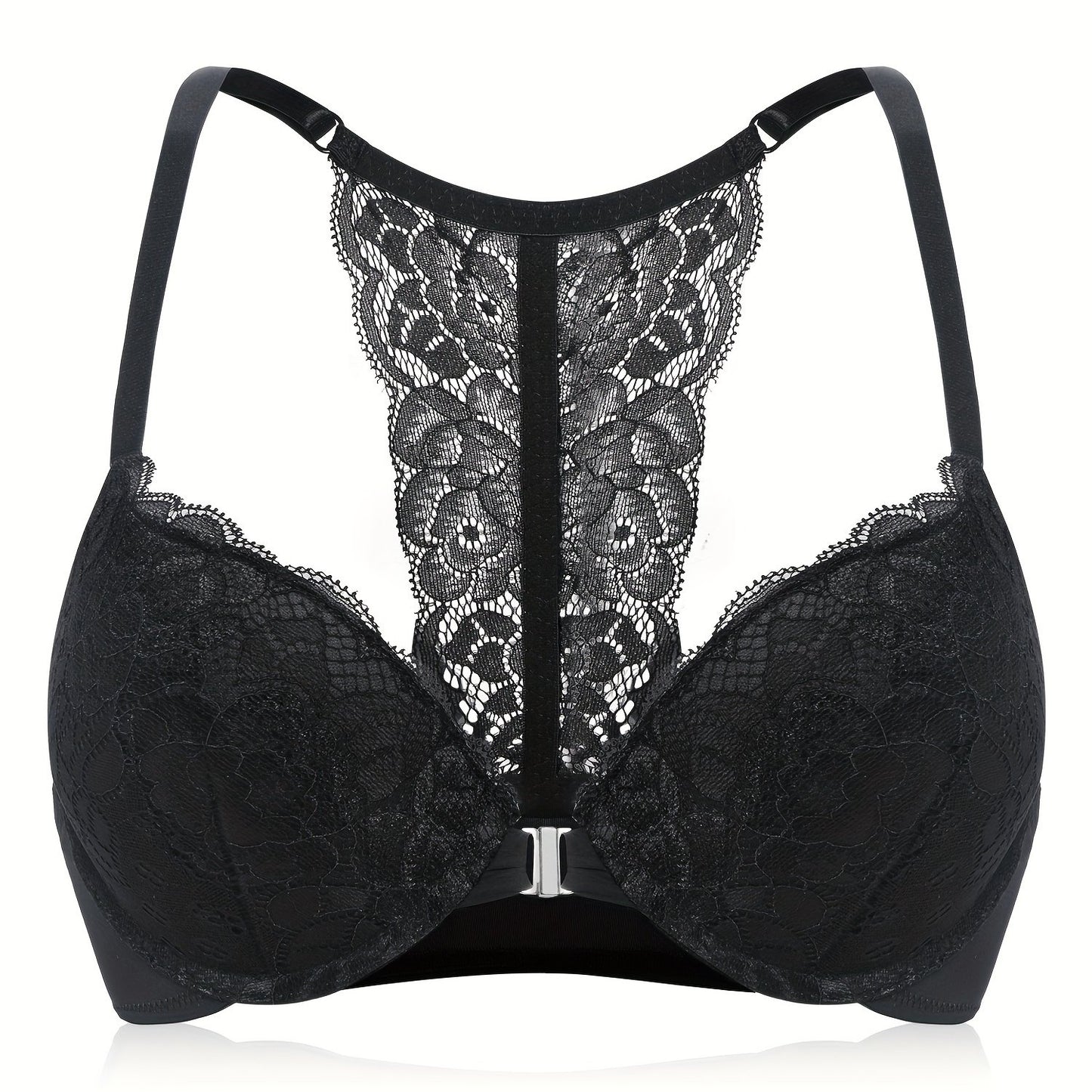 Floral lace underwire bra with seamless design, comfy push up fit, for women's lingerie.