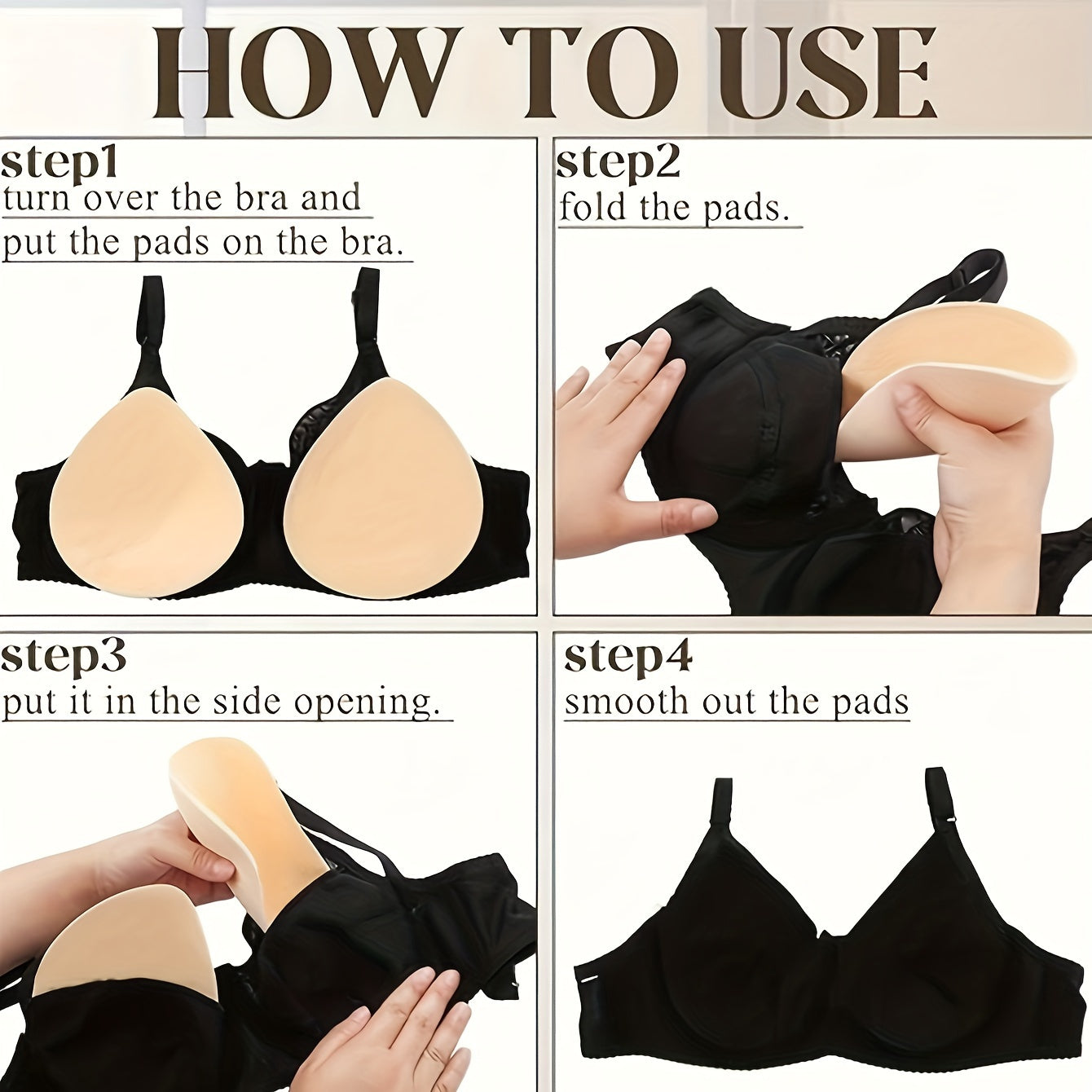 2 Thick Latex Bra Inserts: Soft, Reusable Pads for Sports Bras & Bikini Tops, Hand Washable