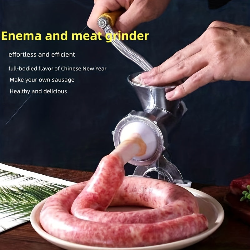 Household manual meat grinder with hand crank for making homemade sausage, chopping, grinding, stirring, and cutting. Perfect kitchen essential gadget for back-to-school accessories.