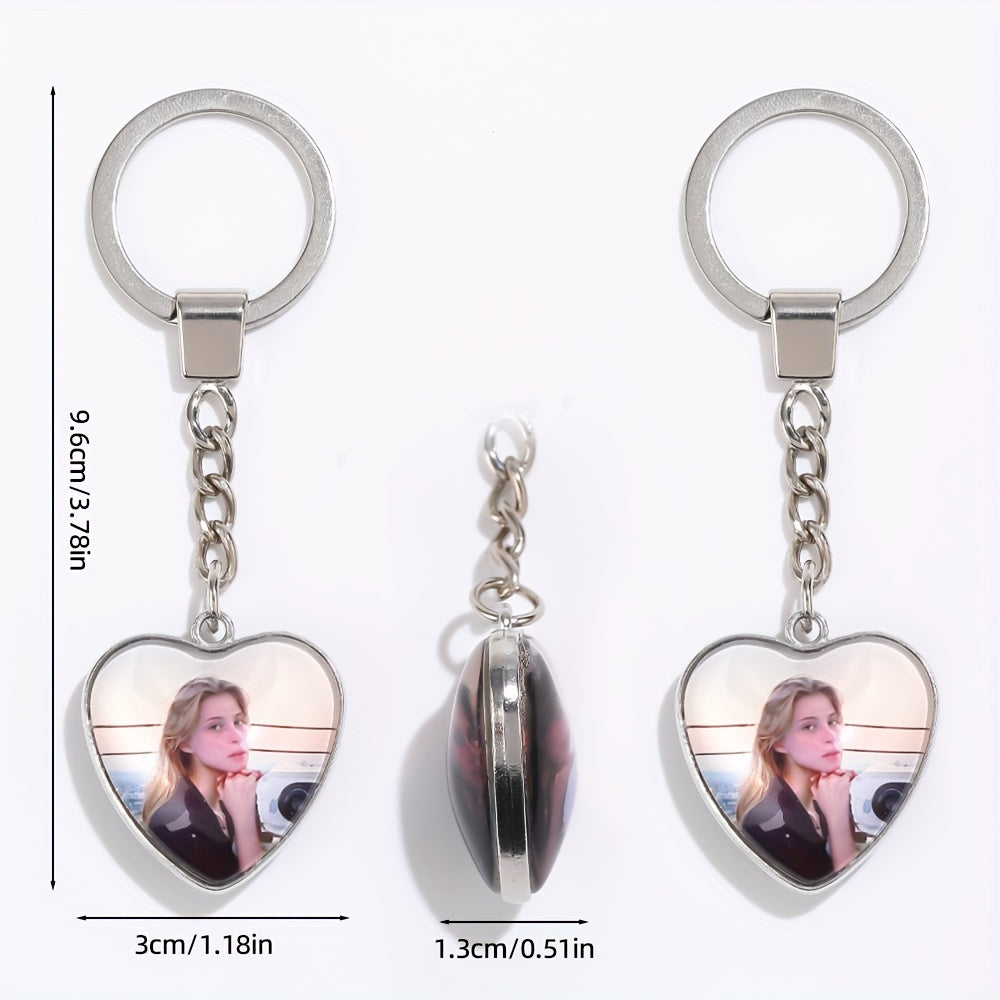 Customizable Couple Keychain With Personalized Photos - Heart-Shaped Love Charms - Perfect Gifts for Weddings, Anniversaries, and Valentine's Day - Durable Metal Frame - Suitable for Ages 14+