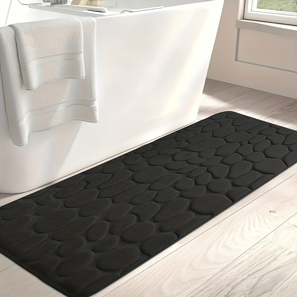 Thickened memory foam bath mat set includes non-slip floor mat, toilet mat, and soft absorbent foot mat.