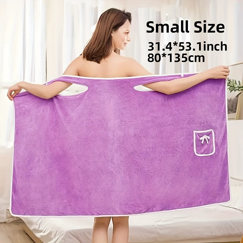 Wearable bath towel for adults, thick and quick-drying with a bow, soft and skin-friendly.