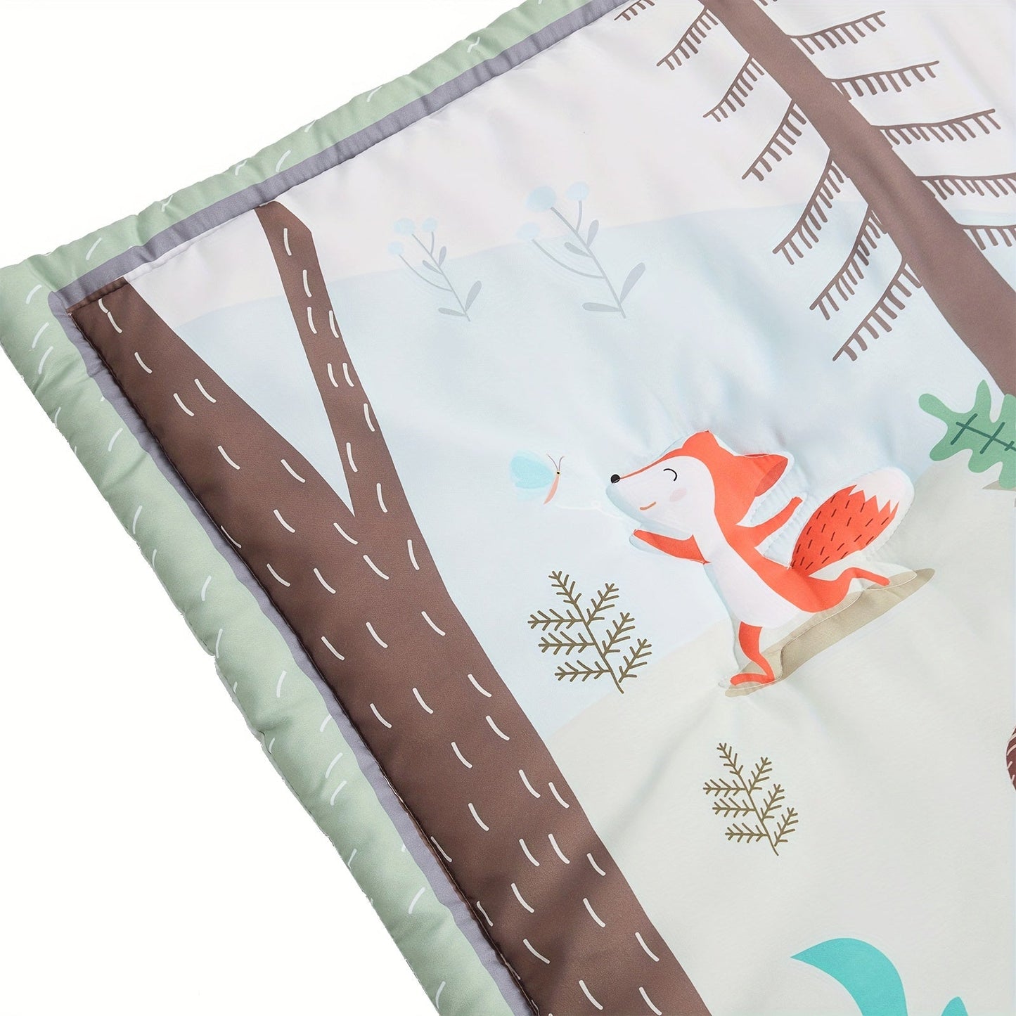 Woodland Animal Nursery Bedding Set includes 3 pieces of BEEWEED polyester crib sheets with a soft blanket and skirt for boys and girls. This machine washable set is perfect for Christmas, Thanksgiving, and Halloween gifts.