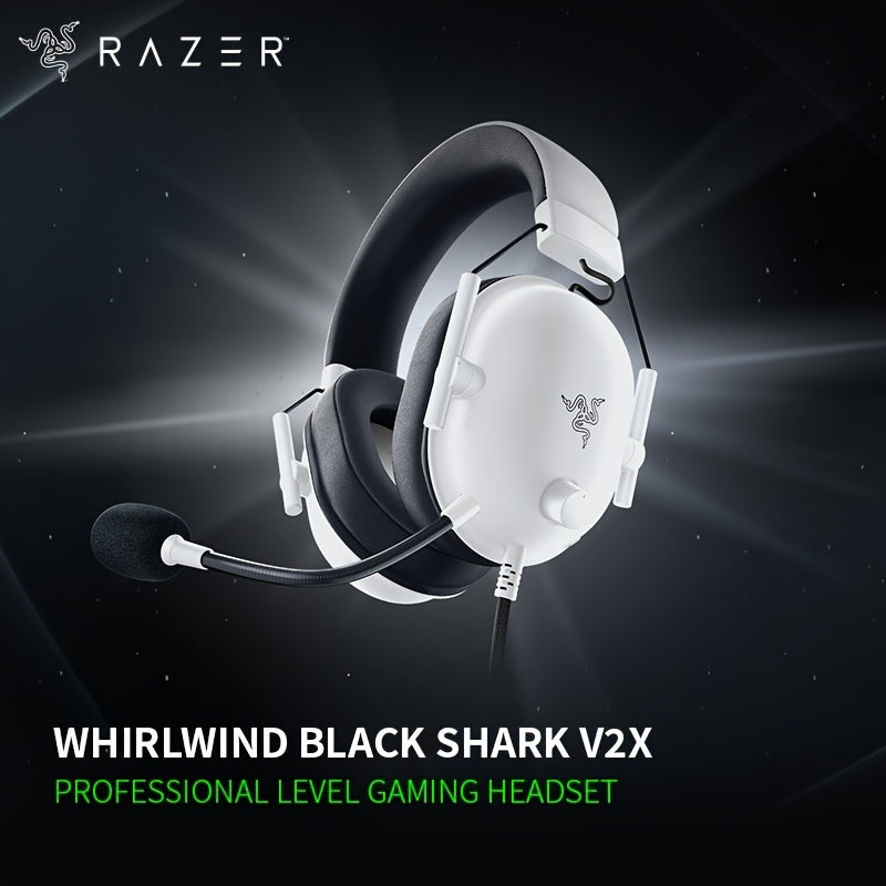 Игровая гарнитура Razer Black Shark V2 X с черно-белыми наушниками и микрофоном, 7.1 объемный звук