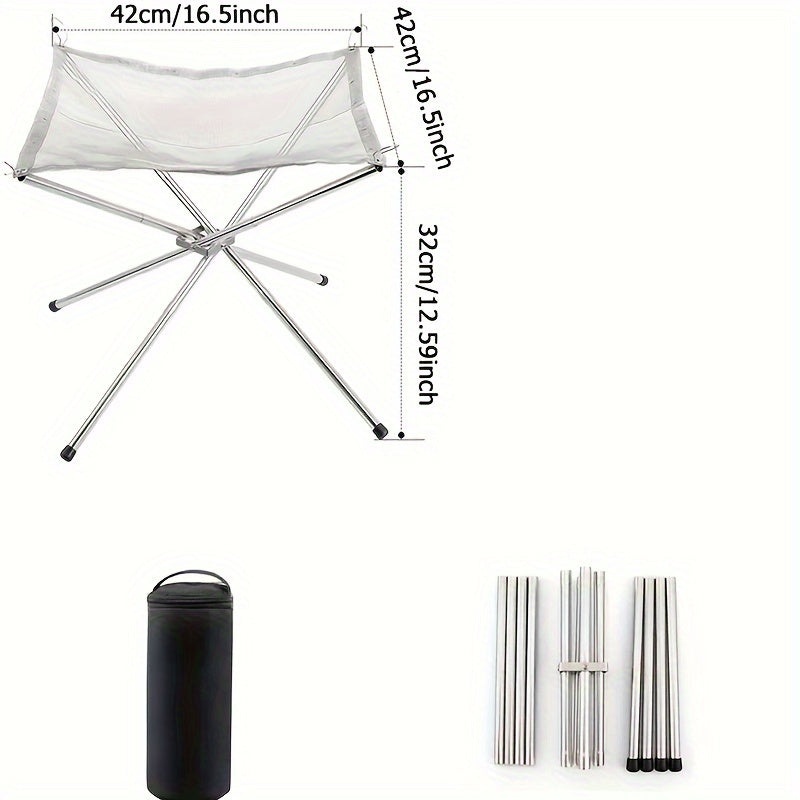 Compact and convenient, this Portable Folding Fire Pit is perfect for camping trips. Made of stainless steel mesh, this outdoor wood-burning bonfire stand comes with a carrying case for easy transportation. With easy assembly and compact storage, this