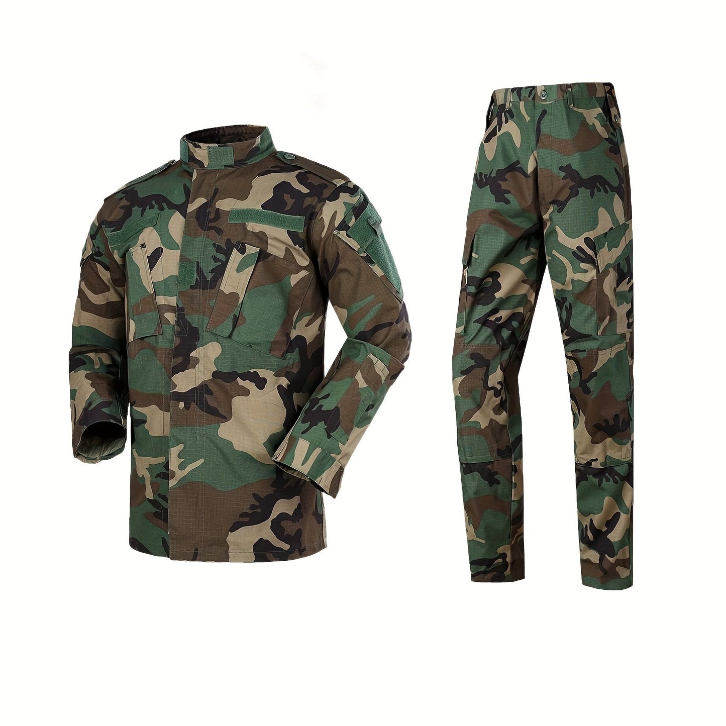 2nd Gen Camo Training Suit - Durable Polyester, Machine Washable, Zip Jacket & Cargo Pants, Perfect for Spring/Fall Outdoor Activities