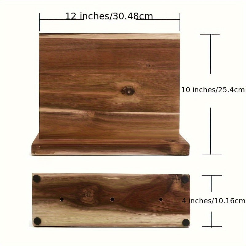 Organize your kitchen knives in style with the Acacia Wood Magnetic Knife Block Stand. This knife set holder features a strong magnetic strip to securely hold your knives. It's not just a practical tool for your kitchen - it also doubles as a