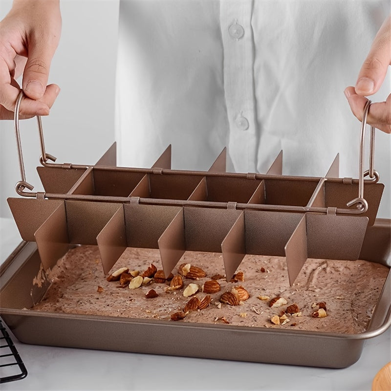 Cake Pan With Dividers, 1 piece, measures 30.99cm X 19.51cm. Also includes a Mini Loaf Pan and a Non-Stick Square Muffin Pan. This Bakeware set is essential for your baking needs and is suitable for use in the oven. Perfect addition to your Kitchen