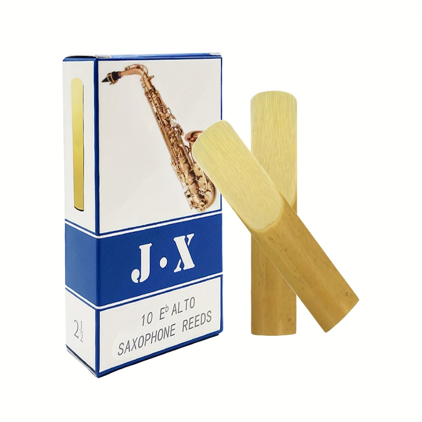 10 J.X Alto Saxophone Reeds, Strength 2.5, Bright Yellow Canary Reed, Eb Sax Accessories with Individual Packaging