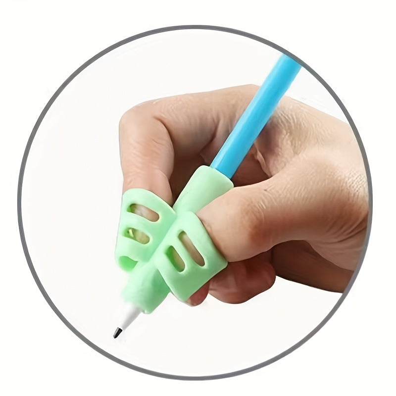 Student Stationery Grip Pen Holder for Correcting Posture while Writing with Two Fingers, featuring a Pen Sleeve and Silicone Pen Clip Bracket for Improved Writing Technique.