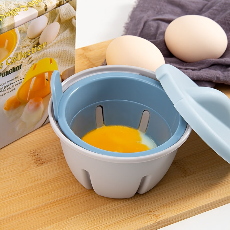 Convenient Single-Cup Plastic Egg Mold with Lid, Microwave Egg Poacher, Heat Resistant, Multi-Layer Material, Breakfast Kitchen Tool