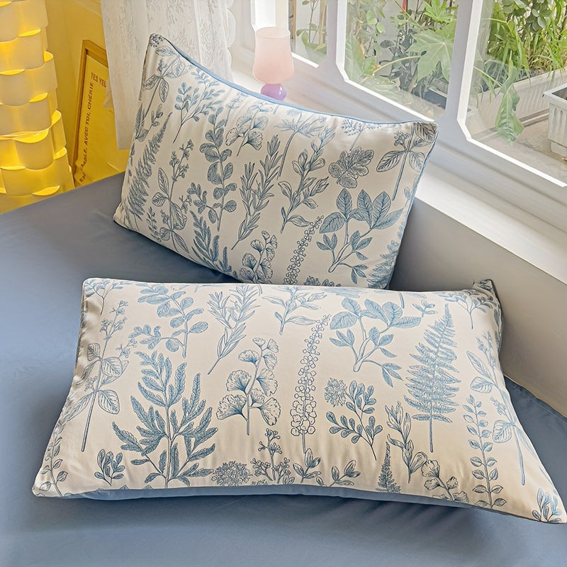 One piece of a modern floral hypoallergenic pillowcase made from deep pocket, comfortable, breathable polyester. This pillowcase is machine washable, non-fading, and perfect for dorms, bedrooms, and guest rooms. Made from 90gsm woven fabric.