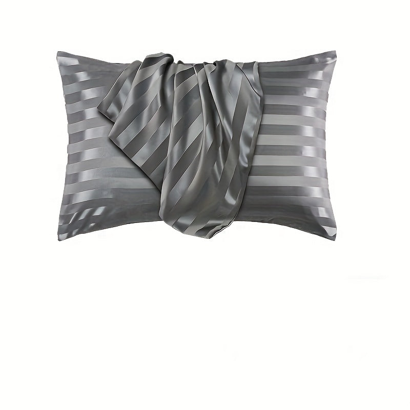 Satin Pillowcase with Envelope Closure, Striped Design, 100% Polyester, Hypoallergenic, Machine Washable, Woven Fabric, 180-200 gsm, Suitable for Bed and Sofa Decoration