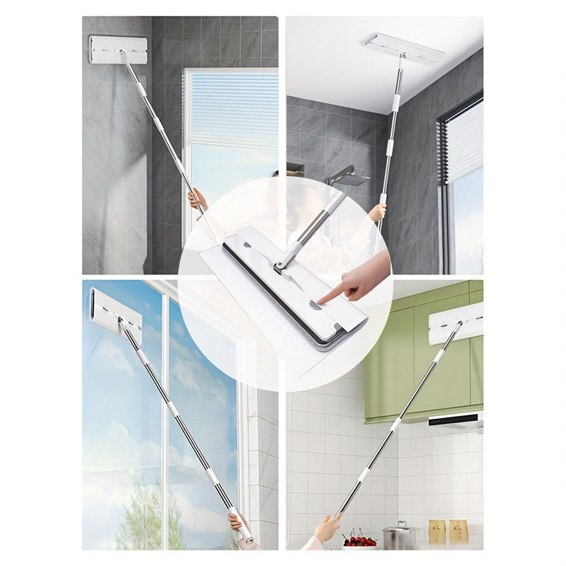 This set includes a hands-free flat mop and bucket, featuring a manual wringer and 6 pads. It can be used for both wet and dry cleaning on various surfaces without the need for electricity. Effortlessly clean tile, marble, wood, floors, walls, glass