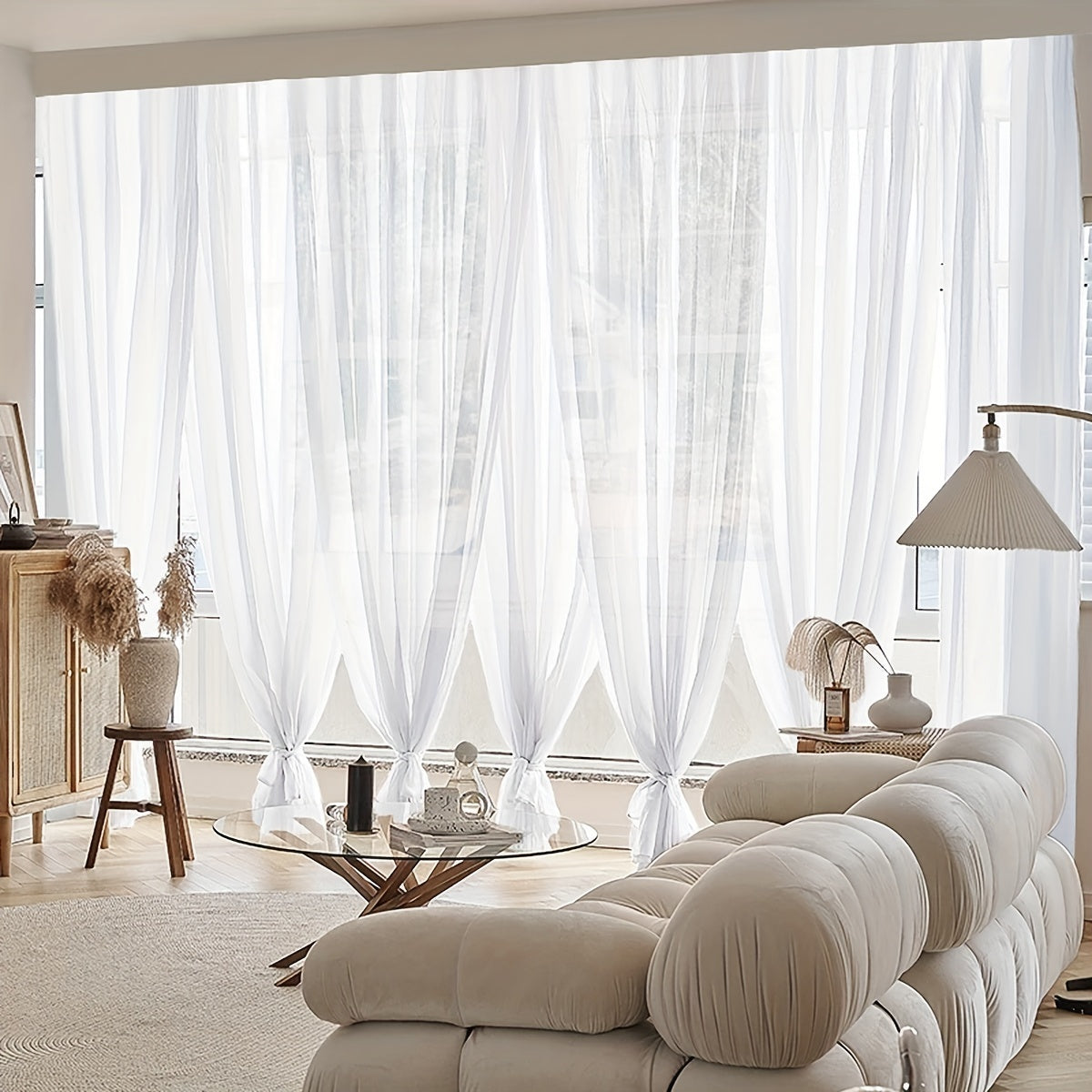 Transform your living room, bedroom, or office with this elegant sheer curtain in pure white - Lightweight and translucent with a rod pocket design, perfect for enhancing your home decor.